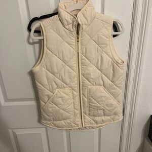 J Crew Cream Quilted Vest with Pockets